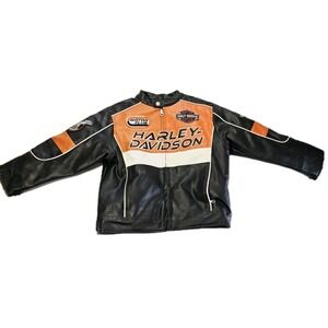 Harley-Davidson Motor Club Faux Leather Racing Jacket Womens Size 6